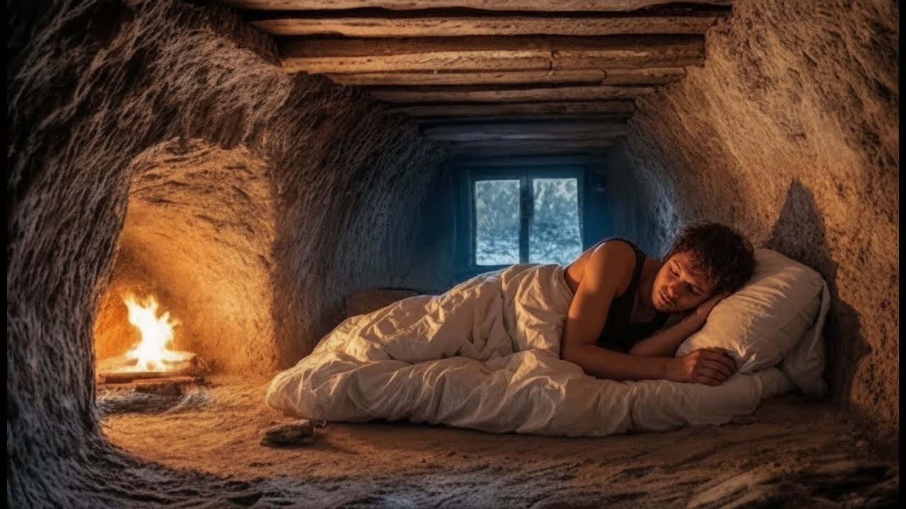 Peaceful Night in a Wooden Shelter While Heavy Jungle Rain Falls All Around