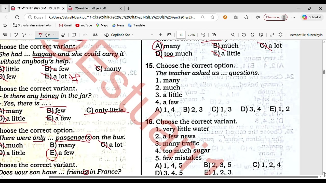 YENI TOPLU(2025) 11ci sinifQuantifiers test izahı 1-50