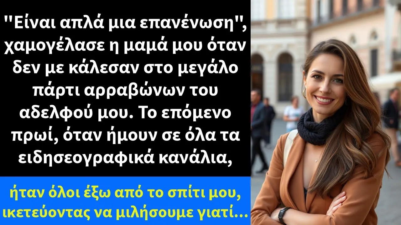 Είναι απλά μια επανένωση, χαμογέλασε η μαμά μου όταν δεν με κάλεσαν στο μεγάλο πάρτι αρραβώνων τ