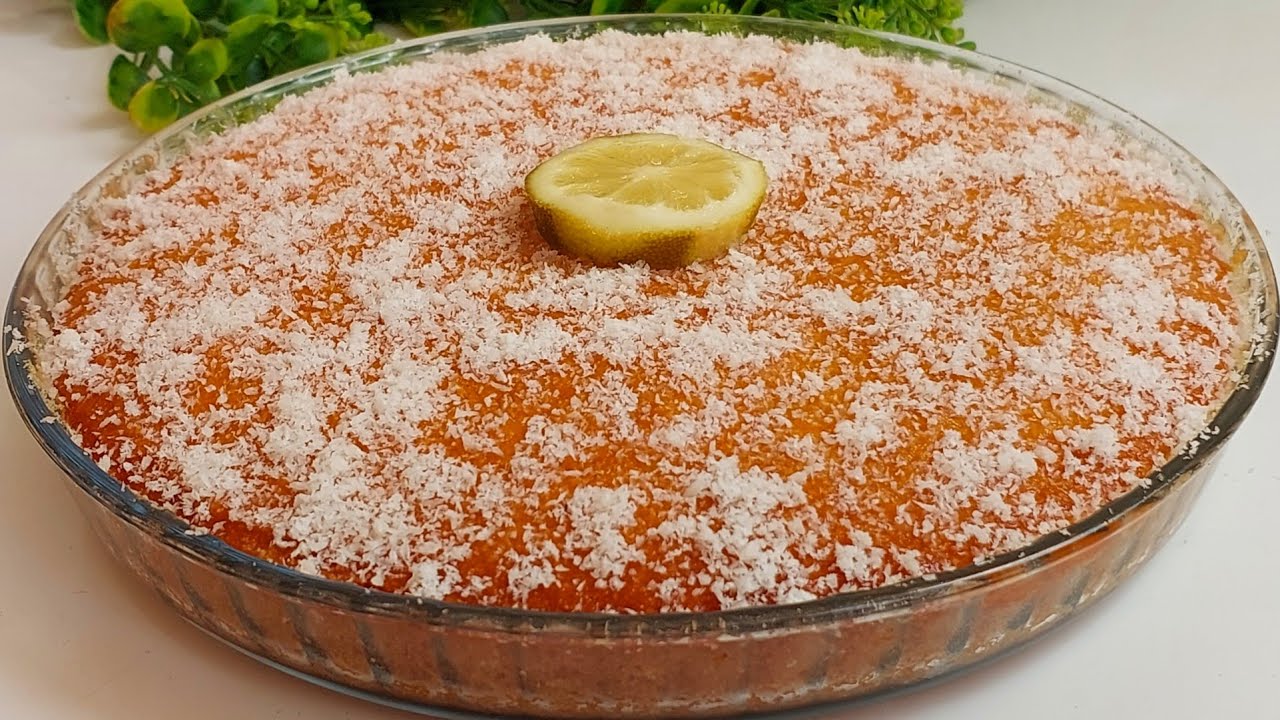 بسبوسة كيك😋سهلة اقتصادية لذيذة جدا بحجم عائلي مستحيل دجربيها ومتعاوديهاش