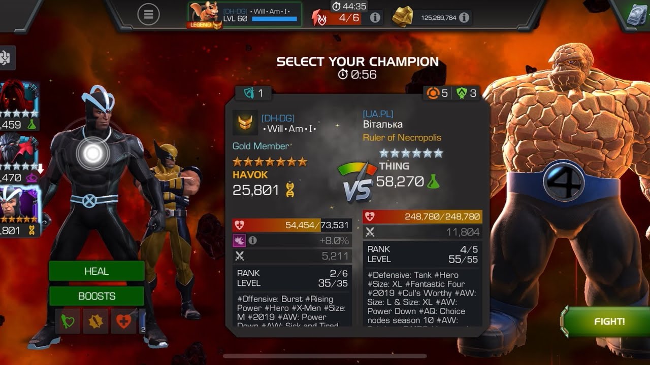 AW Offseason. Havok vs Thing on Node 43 Shock / Incinerate #magicthief #mcoc