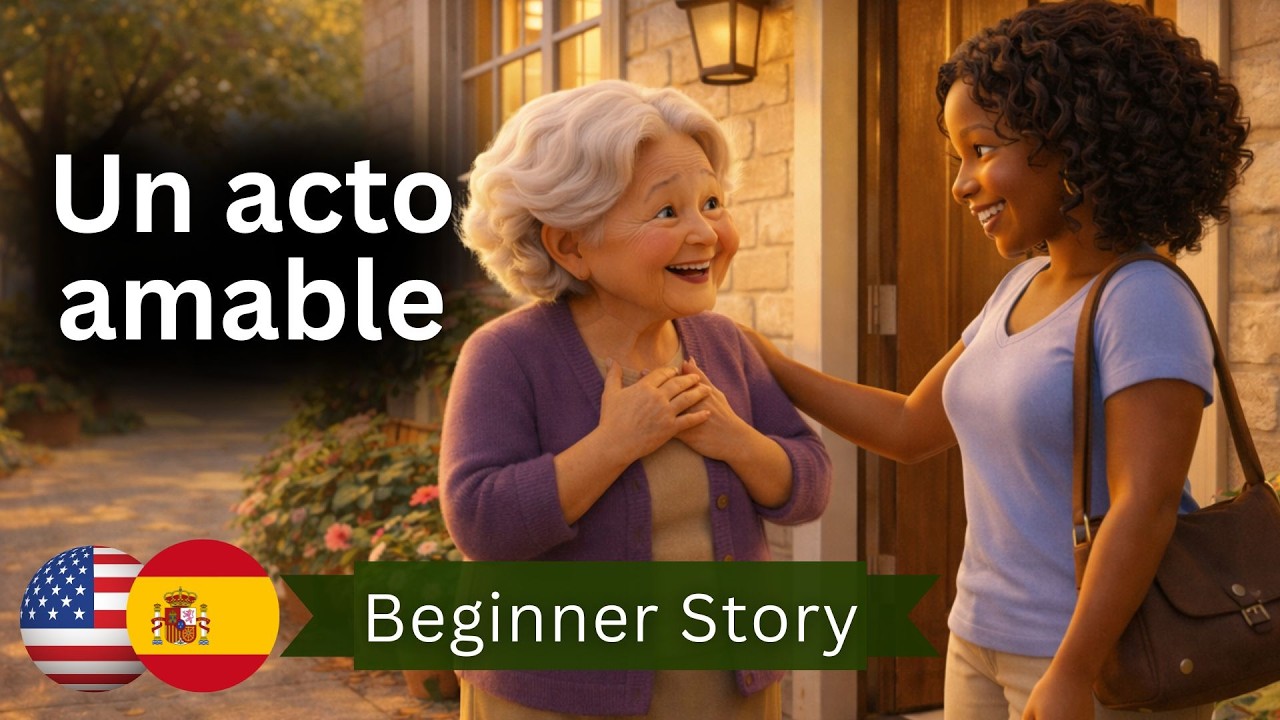 START LEARNING Spanish with Simple Story for beginners – Un Acto Amable (A1-A2)