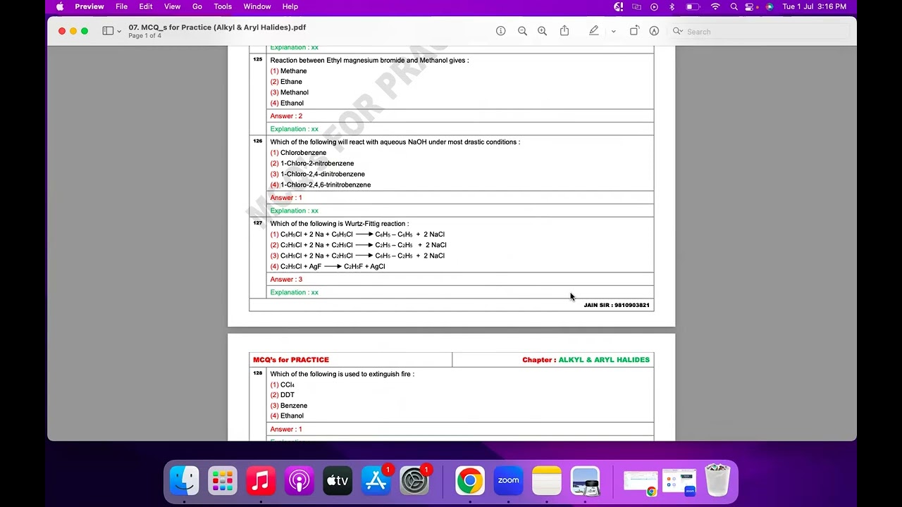 12th-Chemistry/Alkyl & Aryl Halides/MCQ&rsquo;s Sheet-07