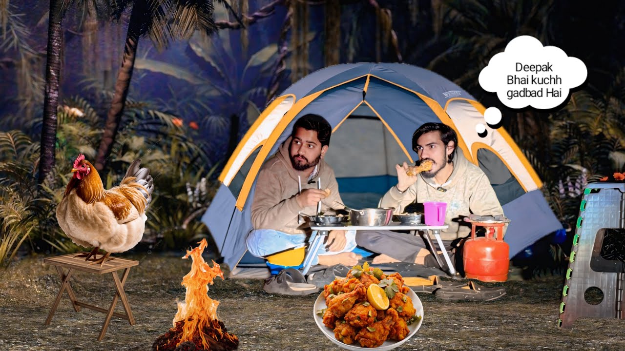 Dm vlogs Narwar jungal me chikan party jangal me oll night survive ￼murga kese banaye 🏕️🐓