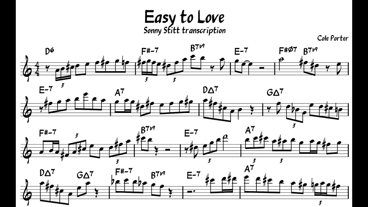 Easy to Love - Sonny Stitt - Eb Alto Saxophone - Transcription