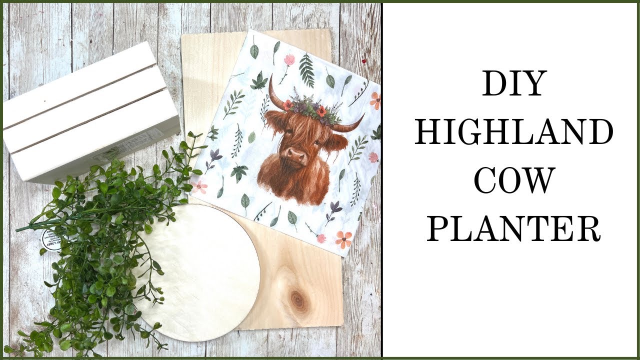 Dollar Tree Highland Cow Planter DIY || Farmhouse Decor || 1 Quick Craft