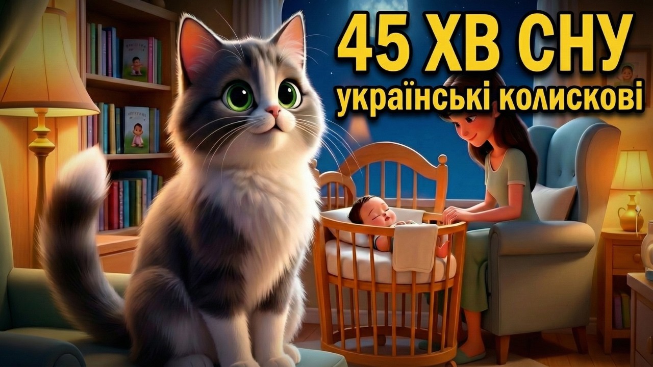 45 хв сну: Українські колискові з котиком і мамою 🌙 Для немовлят і малюків