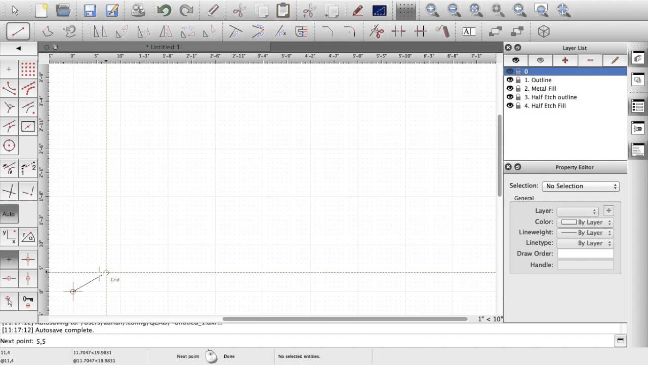 QCAD - drawing lines
