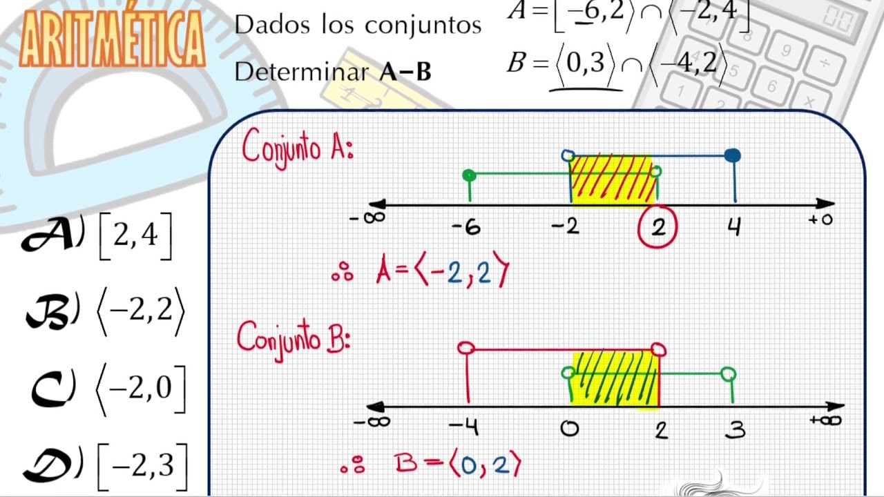 Cómo resolver un ejercicio de Conjuntos con intervalos - Aritmética