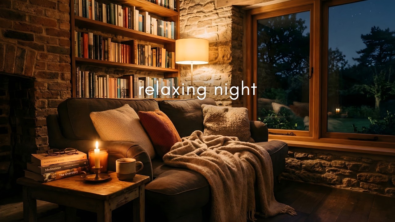 Cozy Night Ambience for Stress Relief & Relaxation | Soft Piano Jazz for a Quiet Evening
