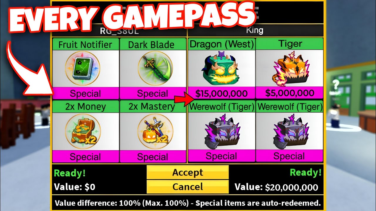 Trading Every Gamepass To Get Tons Of Werewolf + Dragon Fruits In One Video || Got Insane W Trades