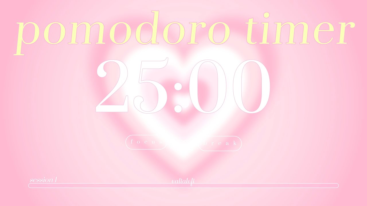 25/5 pomodoro timer with lofi music ♡ | study with me · pomodoro technique · aesthetic · pink aura
