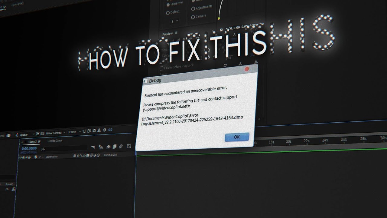 FIX Debug Element Has Encountered An Unrecoverable Error Element 3D After Effects CC 2020 ✨