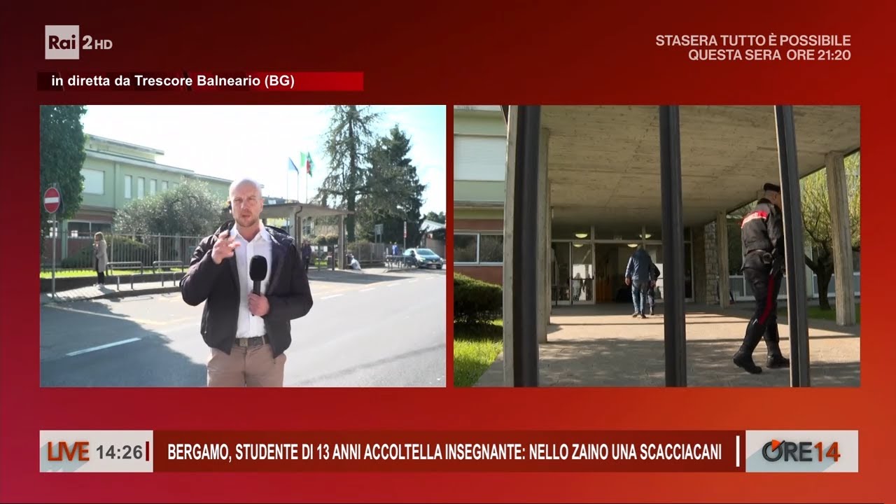 Bergamo, studente di 13 anni accoltella l'insegnante - Ore 14 del 25/03/2026