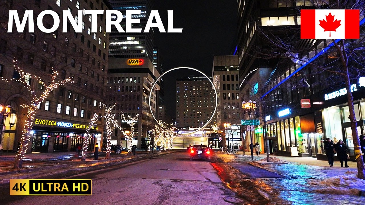 Downtown Sainte-Catherine Street at Night | Montreal, Canada Walking Tour | 4K 60fps | March 2026