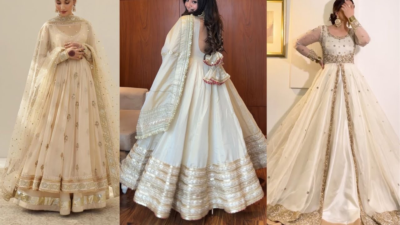 100% Latest White 🤍 Colour Anarkali Suit Design Ideas for Girls 2025/Party Wear White Anarkali Suit