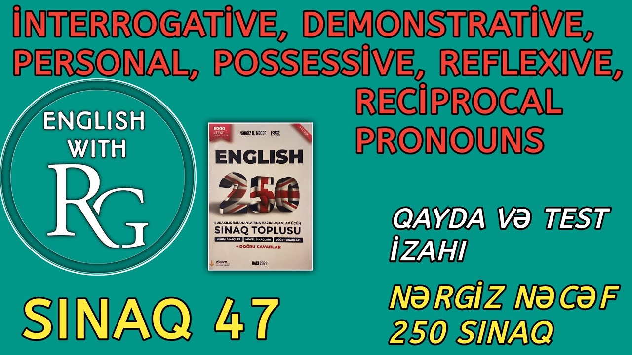Sınaq 47 - İNTERROGATİVE, DEMONSTRATİVE, PERSONAL, POSSESSİVE + 2 PRONOUNS (Nərgiz Nəcəf 250)