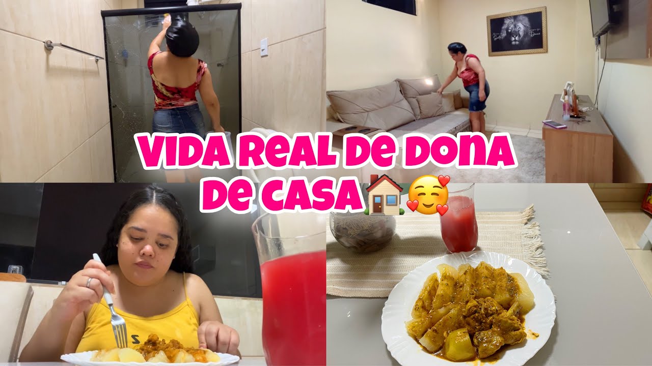ROTINA REAL/LAVEI BANHEIRO,FIZ MACAXEIRA COM GALINHA PRA JANTA!🏠🥰