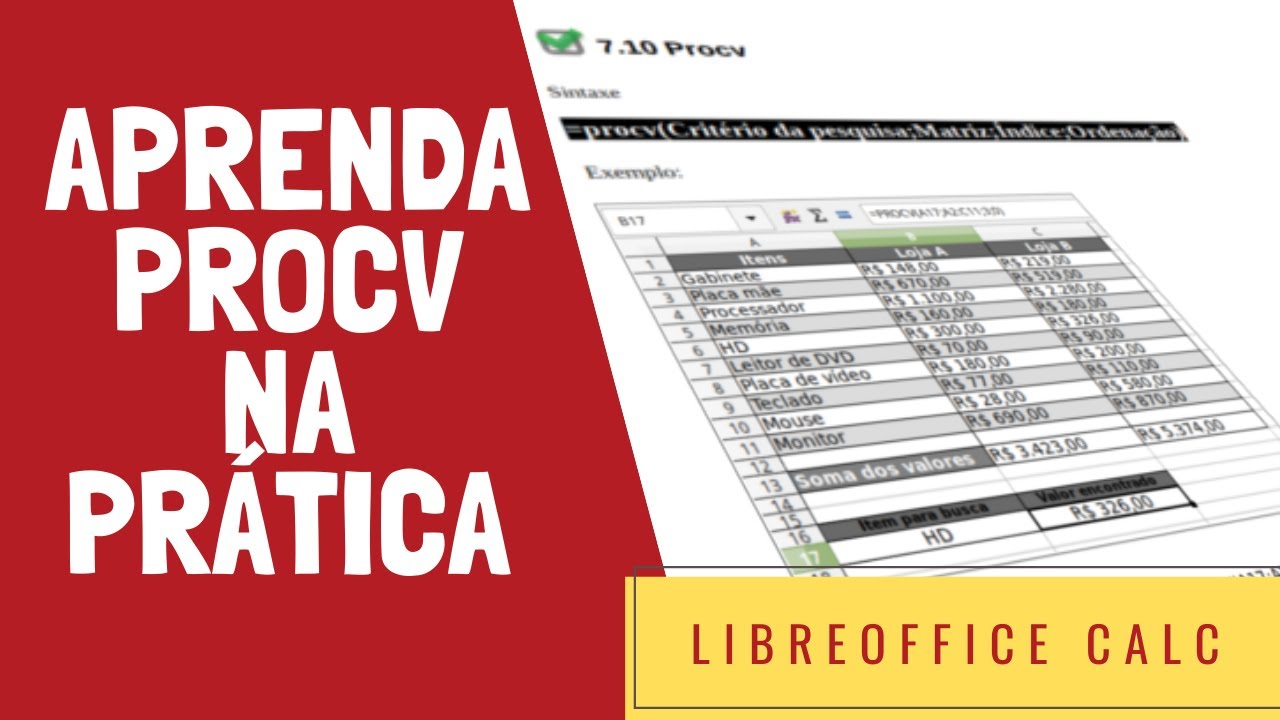 Aula da função PROCV no LibreOffice Calc