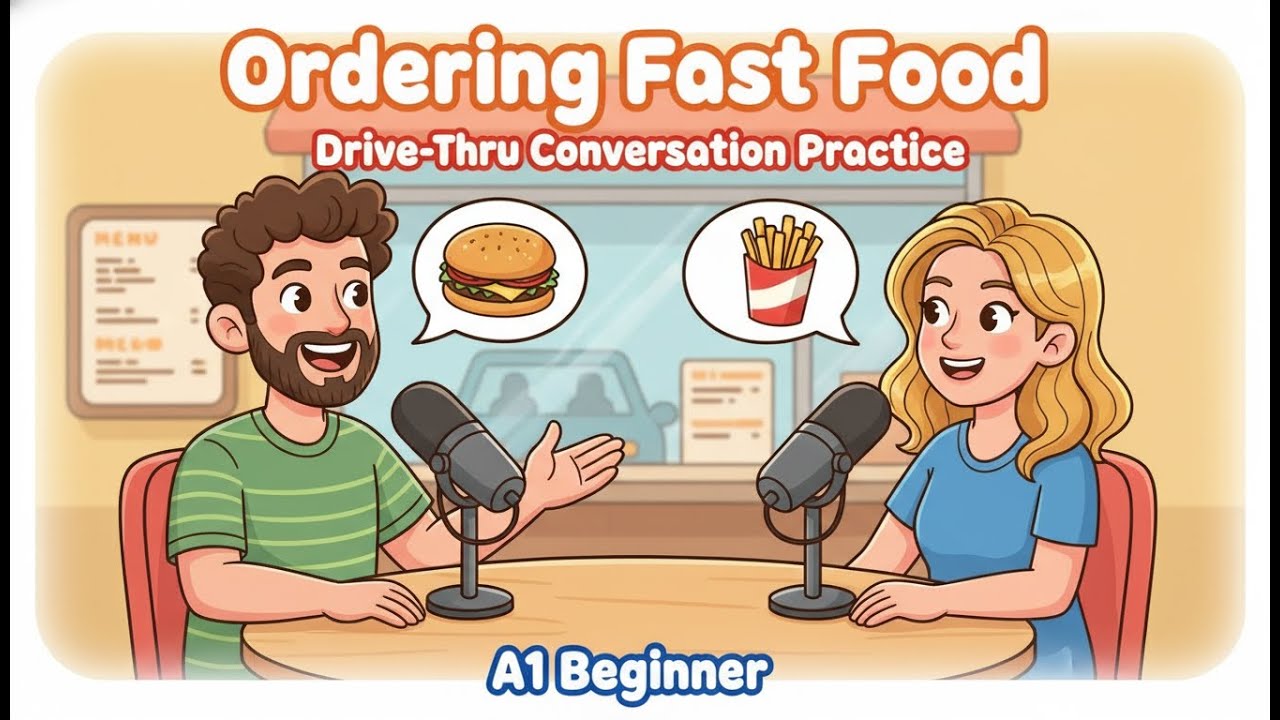 Ordering Fast Food | Drive-Thru Conversation Practice | A1 Beginner