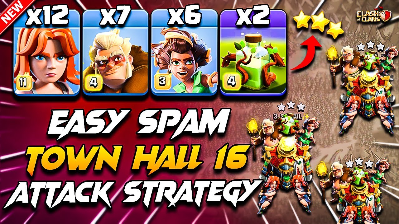 TH16 ROOT RIDER VALKYRIE Attack With DRUID & OVERGROWTH | Best TH16 Attack Strategy | Clash Of Clans