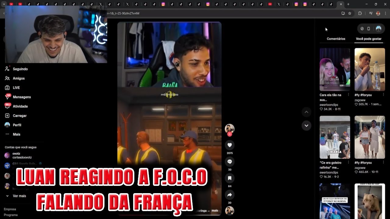 LuanZ7 Reagindo a F.O.C.O Falando Da França kkkkkkkkkkkkk