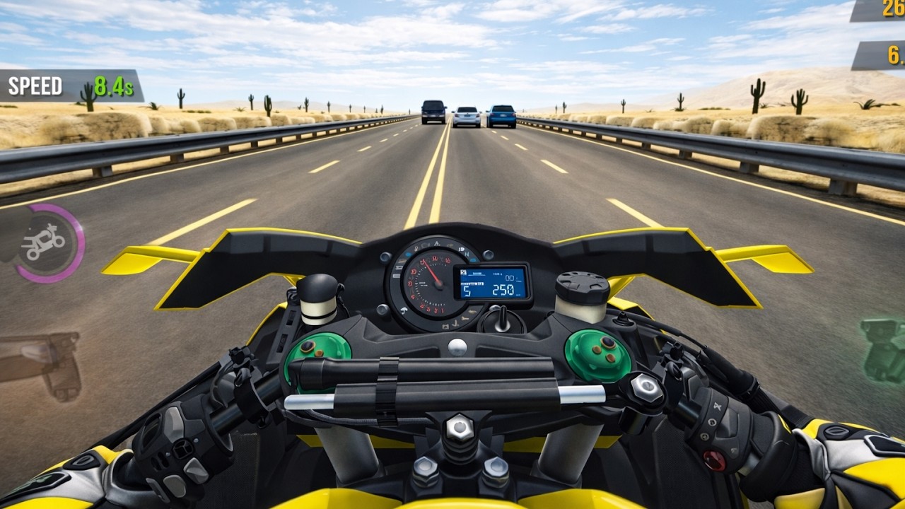 Traffic Rider - #EP23 (YELLOW Kawasaki HR2 IN DESERT 🏜️ 🤍 krazy speed🤡 🥵😱,🔥)GAMEPLAY
