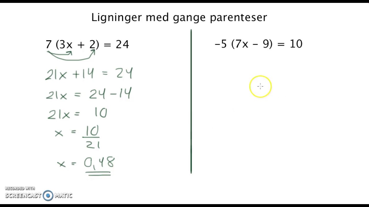 Ligninger 8: med gange parenteser