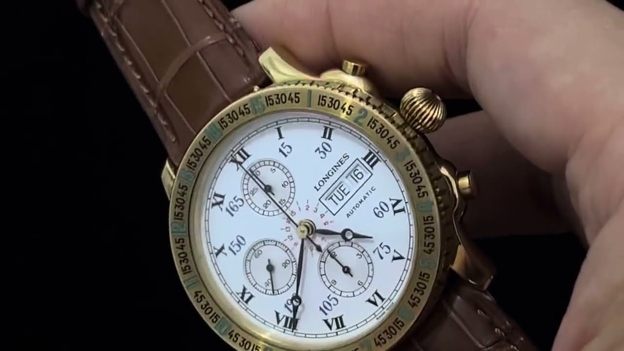片長🙏對林白的情意結￼，唔係太大就太細，小有好尺寸18k YG LONGINES 林白CHRONOGRAPH