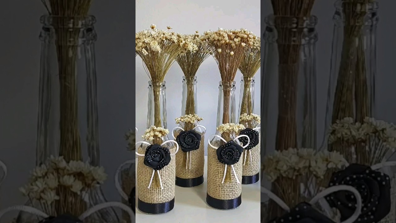 Garrafinha Decorada Rustica para casamento