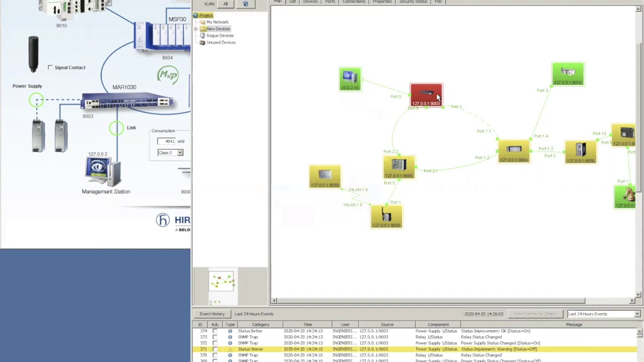 Haciendo una demostración de Hirschmann HiVision (red demo)