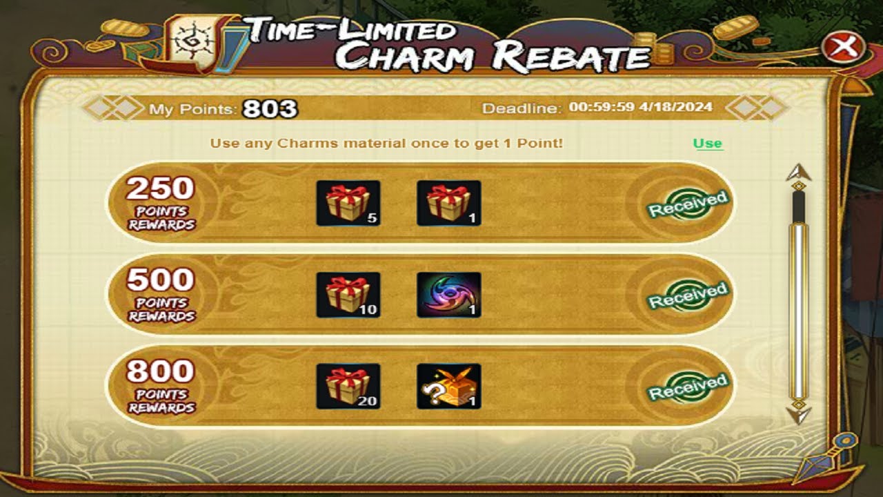 CHARM REBATE: NARUTO ONLINE F2P