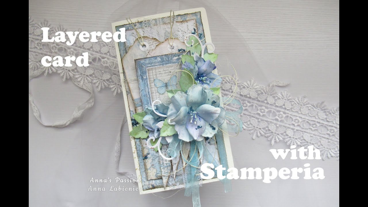 💌Layered card with Stamperia Blue land papers 💌 #stamperia #card #layeredcard