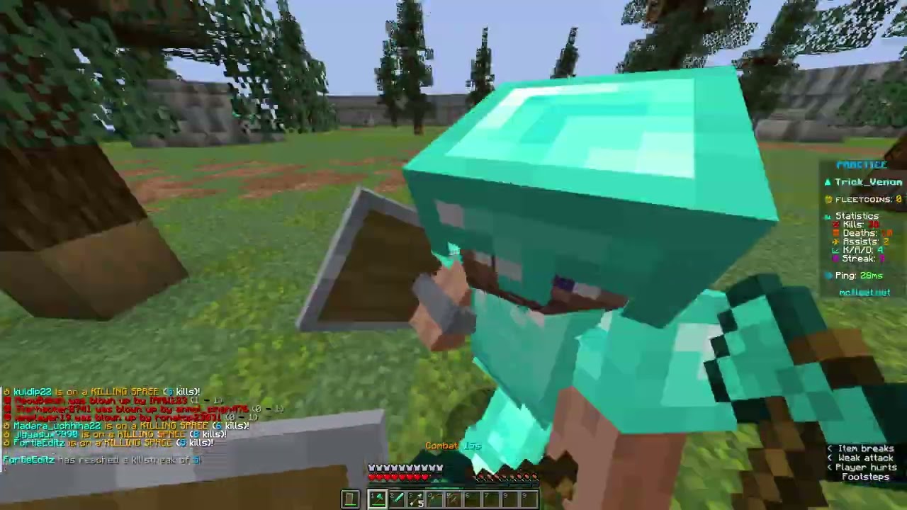 Practicing Axe PvP on @McFleetDotNet