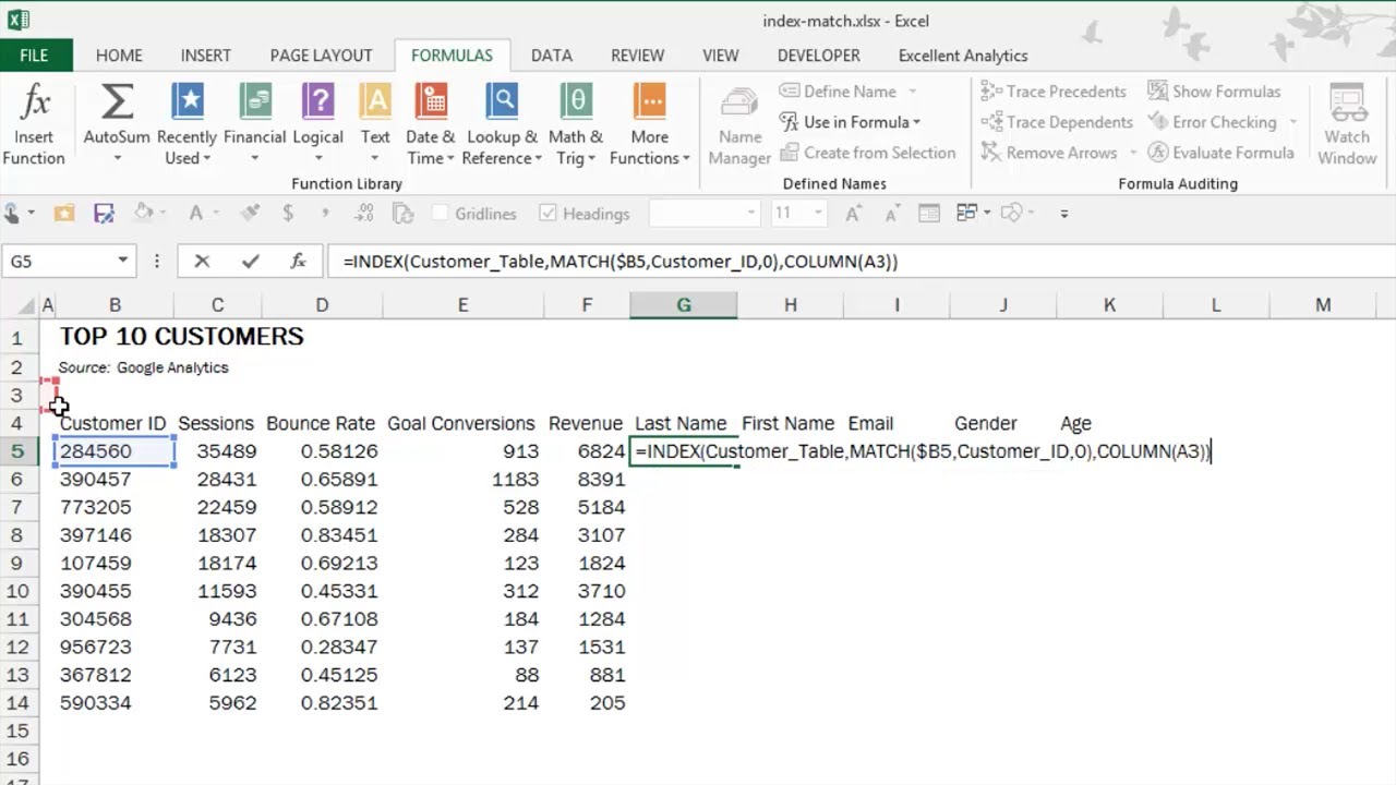 INDEX MATCH Alternative to VLOOKUP Functions in Excel