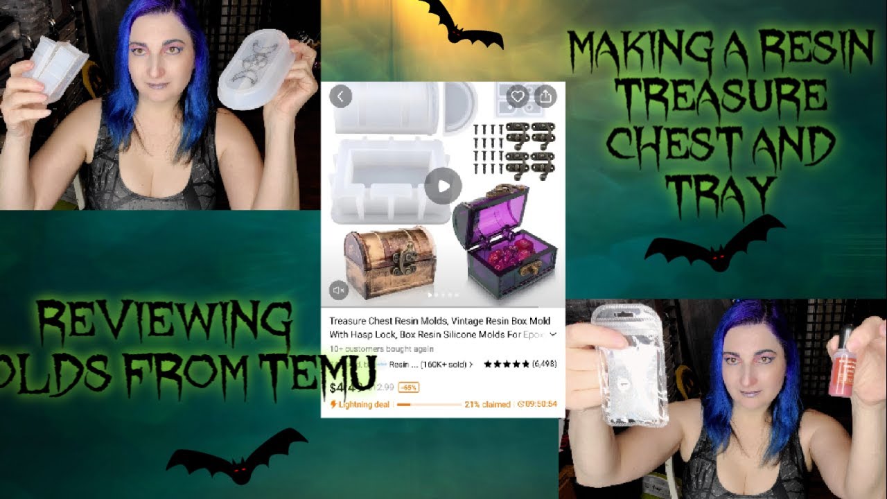 first impressions review TREASURE CHEST AND MOON TRAY RESIN MOLDS FROM TEMU💜🦇💜