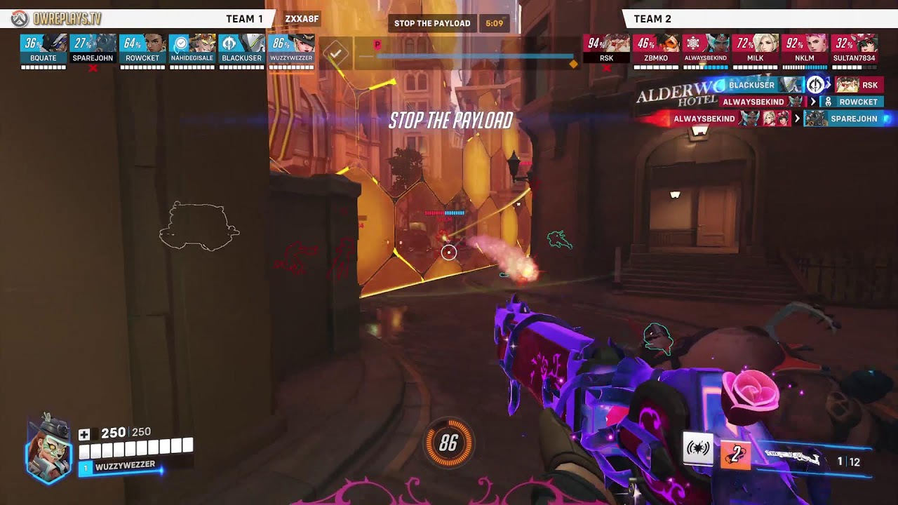 Clean King’s Row attack — Zarya opened every fight, To... by WUZZYWEZZER — Overwatch 2 Replay ZXXA8F