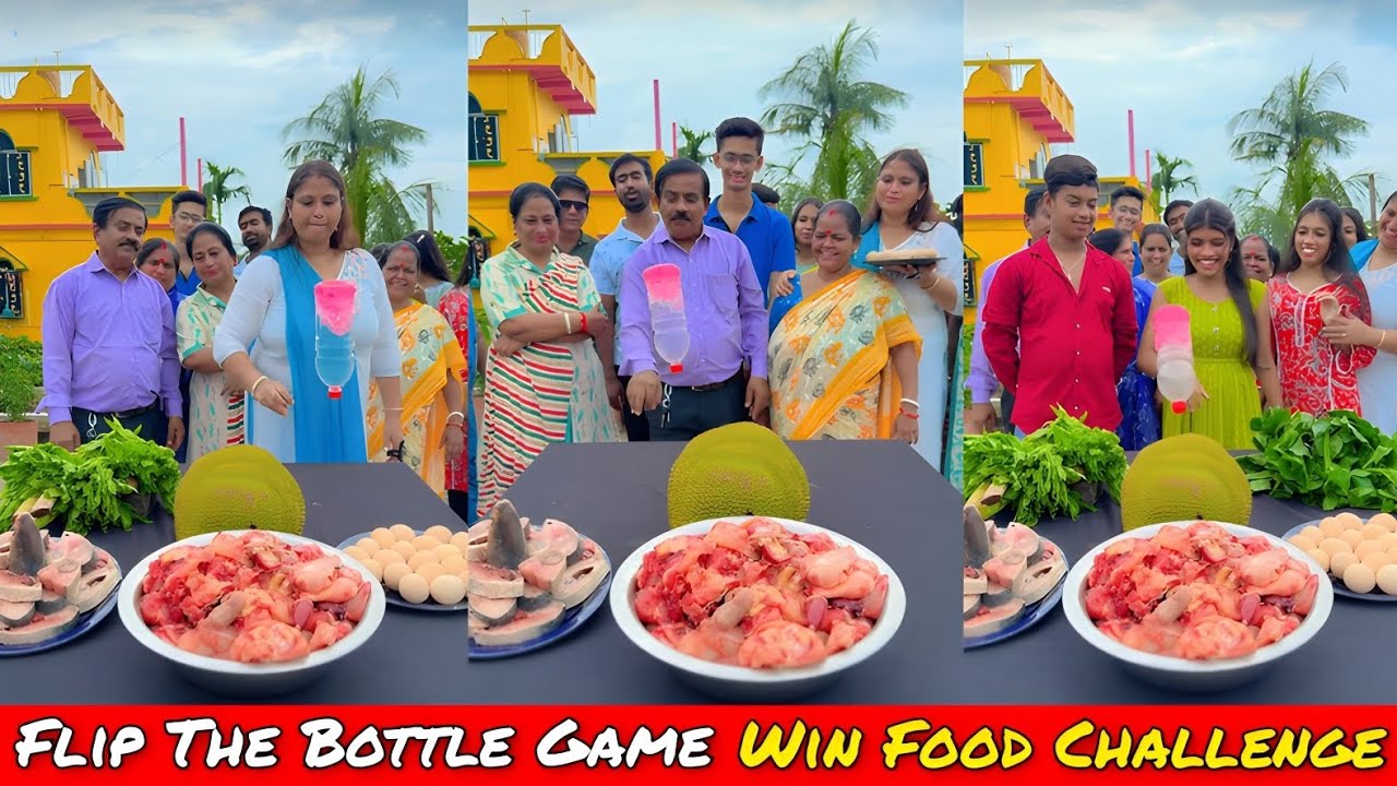 Flip The Bottle Game – Chicken, Egg, Fish, Vegetables Sab Jeetne Ka Mauka 🤔/ SK Challenge Video