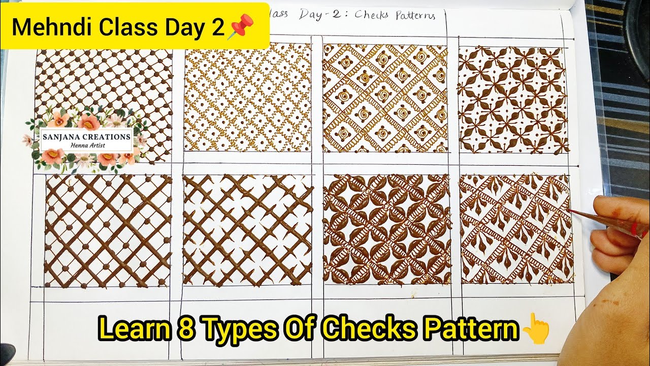 Mehndi Class Day 2: Learn 8 Types of Checks/Grid Pattern | Step-by-Step Explained in Detail