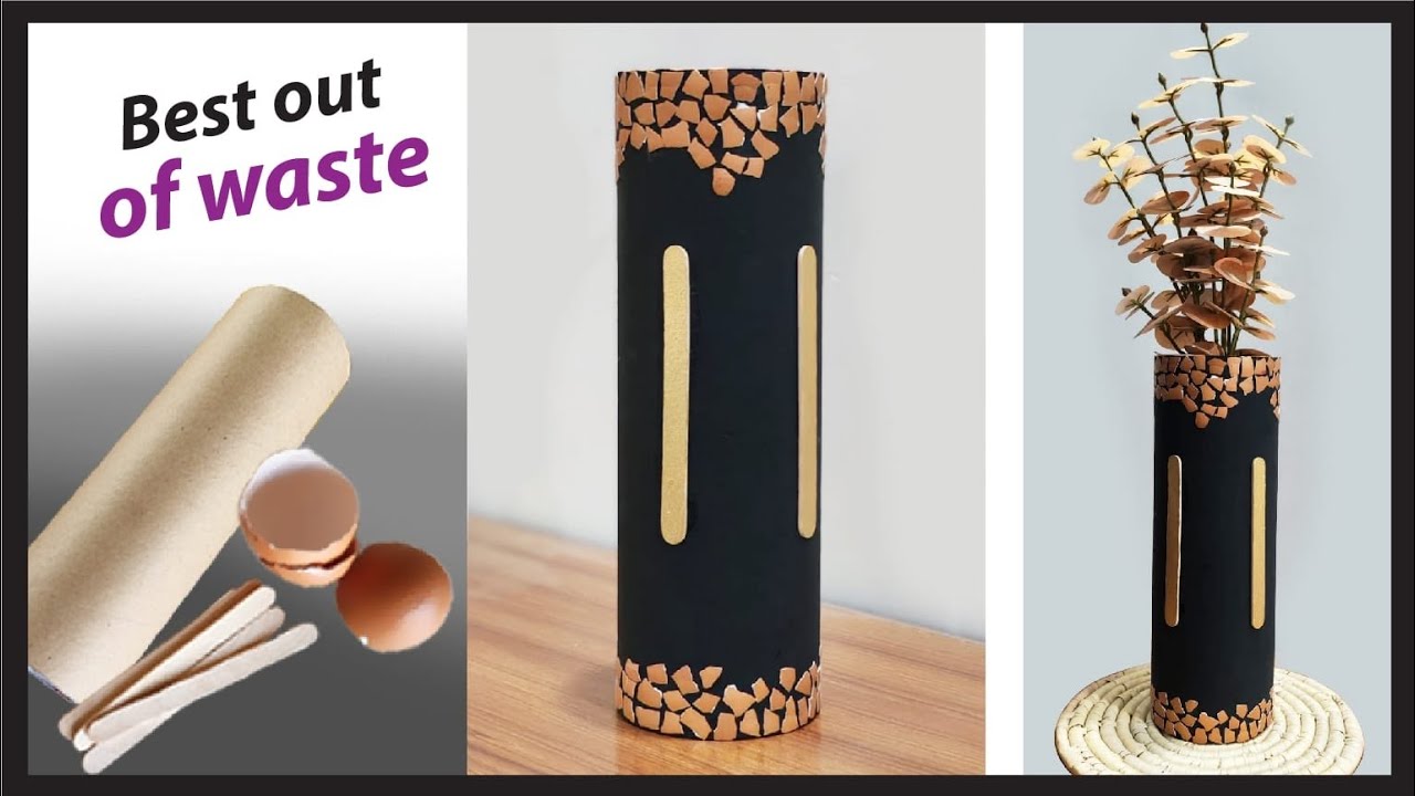 Awesome🥚🥚eggshell vase || eggshell & Paper Roll craft 