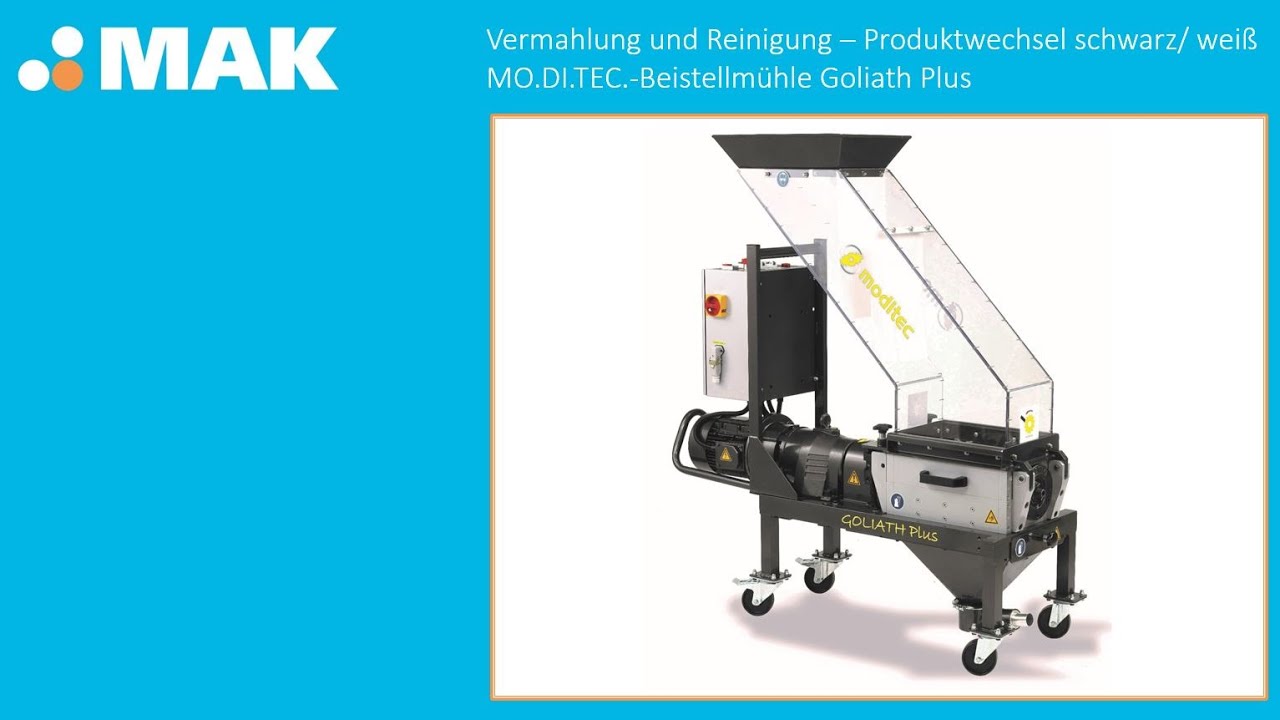 MAK | MO.DI.TEC Beistellmühle | Zerkleinerung – Reinigung – Materialwechsel