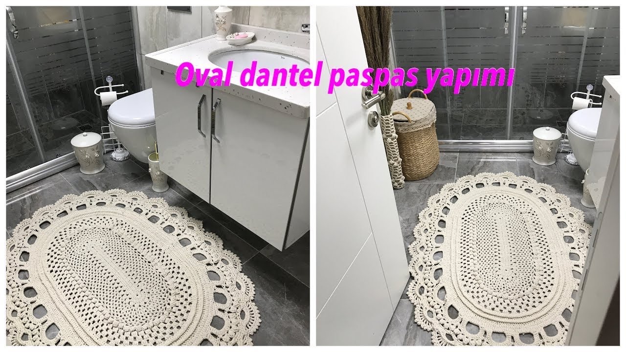 Oval örgü dantel paspas yapımı 2.bölüm /knitting mat making