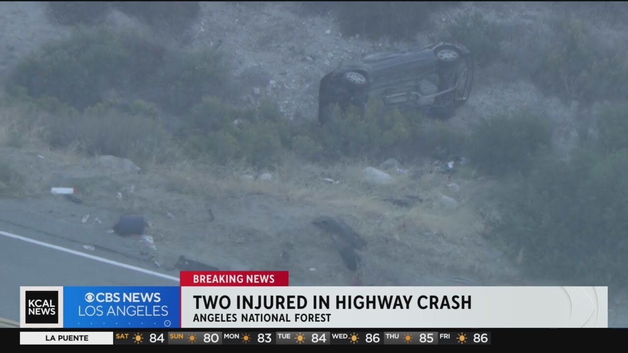 Two injured in highway crash in Angeles National Forest