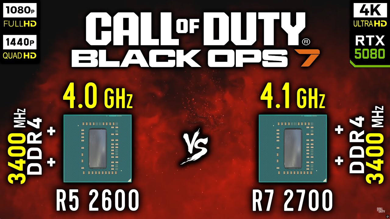 Ryzen 5 2600 vs Ryzen 7 2700 in Call of Duty: Black Ops 7 | RTX 5080 [ 1080p, 1440p, 4K ]