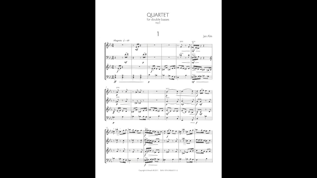 Jan Alm – Quartet for Double Basses no1