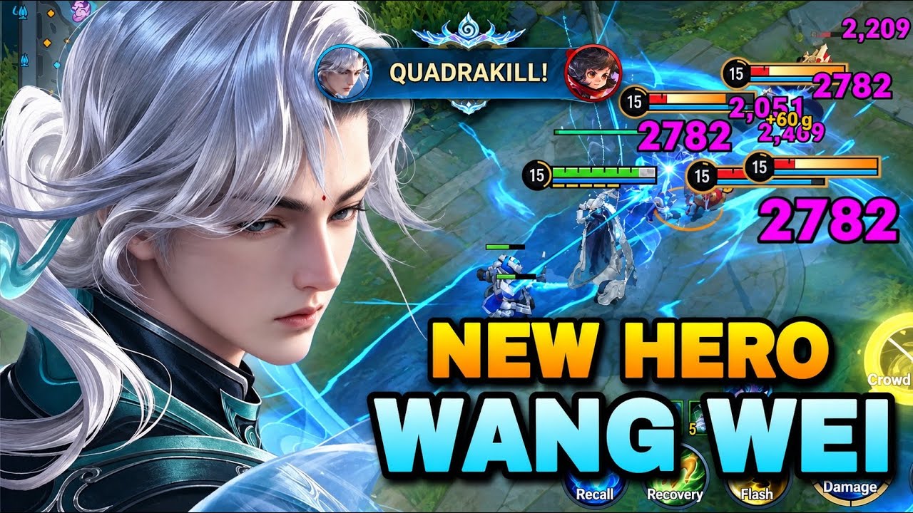 NEW HERO! WANG WEI QUADRAKILL INSANE BURST MAGIC DAMAGE BUILD IN MID LANE! | HONOR OF KINGS