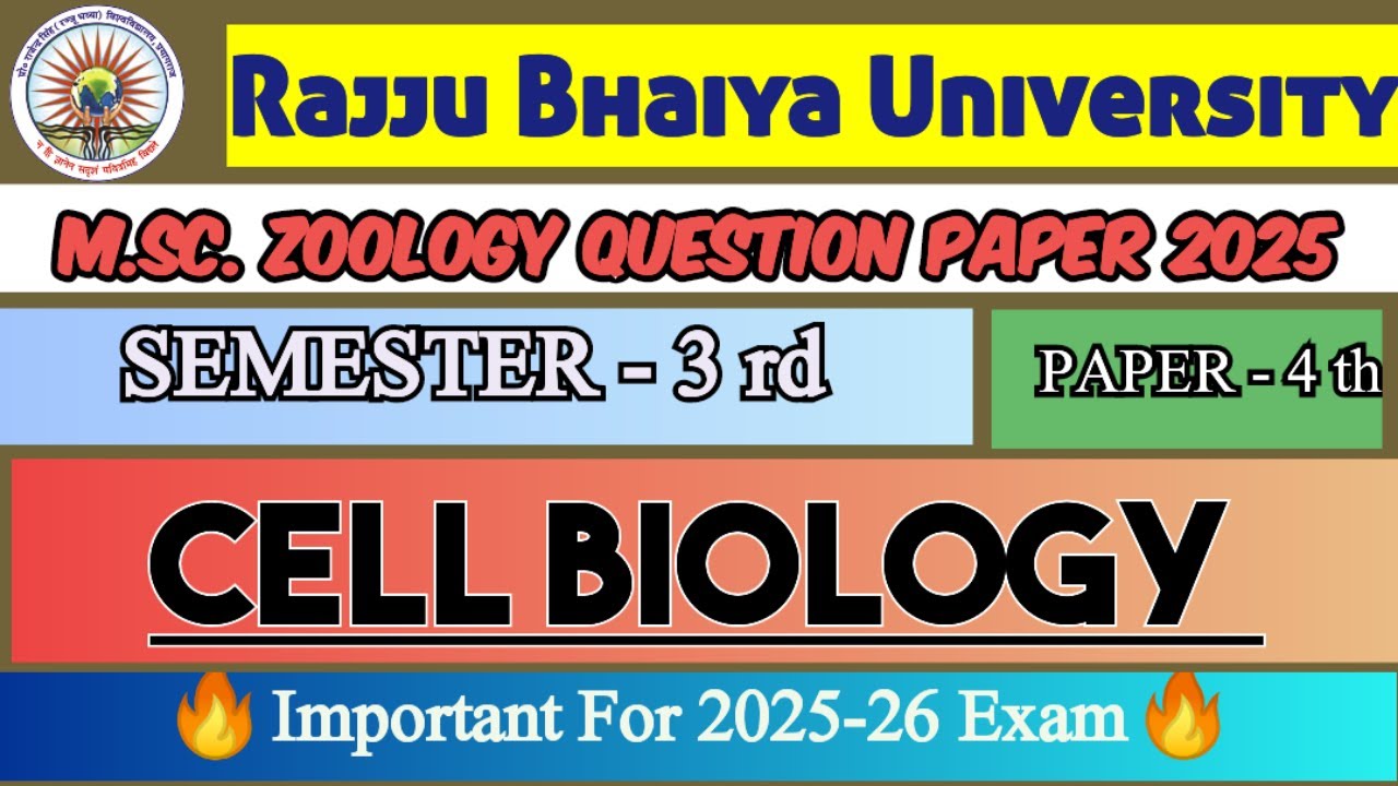 Cell Biology MSc Zoology Third Semester| Important Questions #msczoology #cellbiology