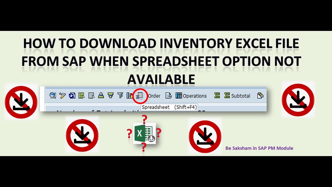 How To download inventory list in excel file where spreadsheet option not available TCode MB5B