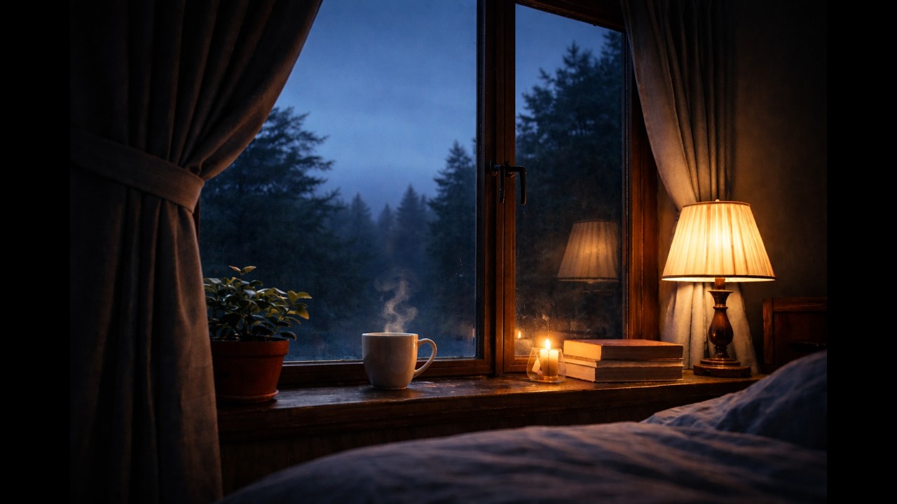 Stressed Out Tonight? Relax with Cozy Night Rain on Window (8 Hours, No Music)