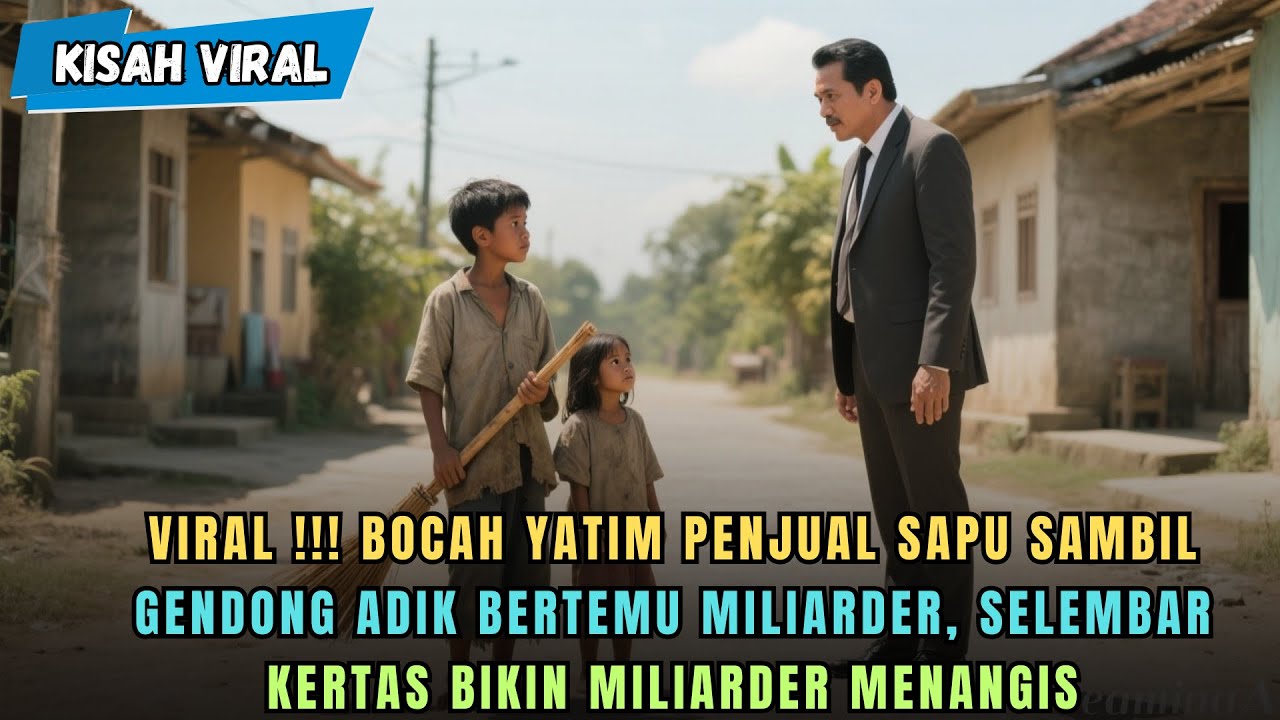 Bocah Yatim Penjual Sapu Gendong Adik Bertemu Miliarder, Selembar Kertas Bikin MILIARDER MENANGIS